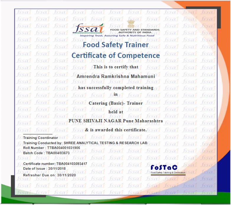FoSTaC Catering Basic Certificate visual