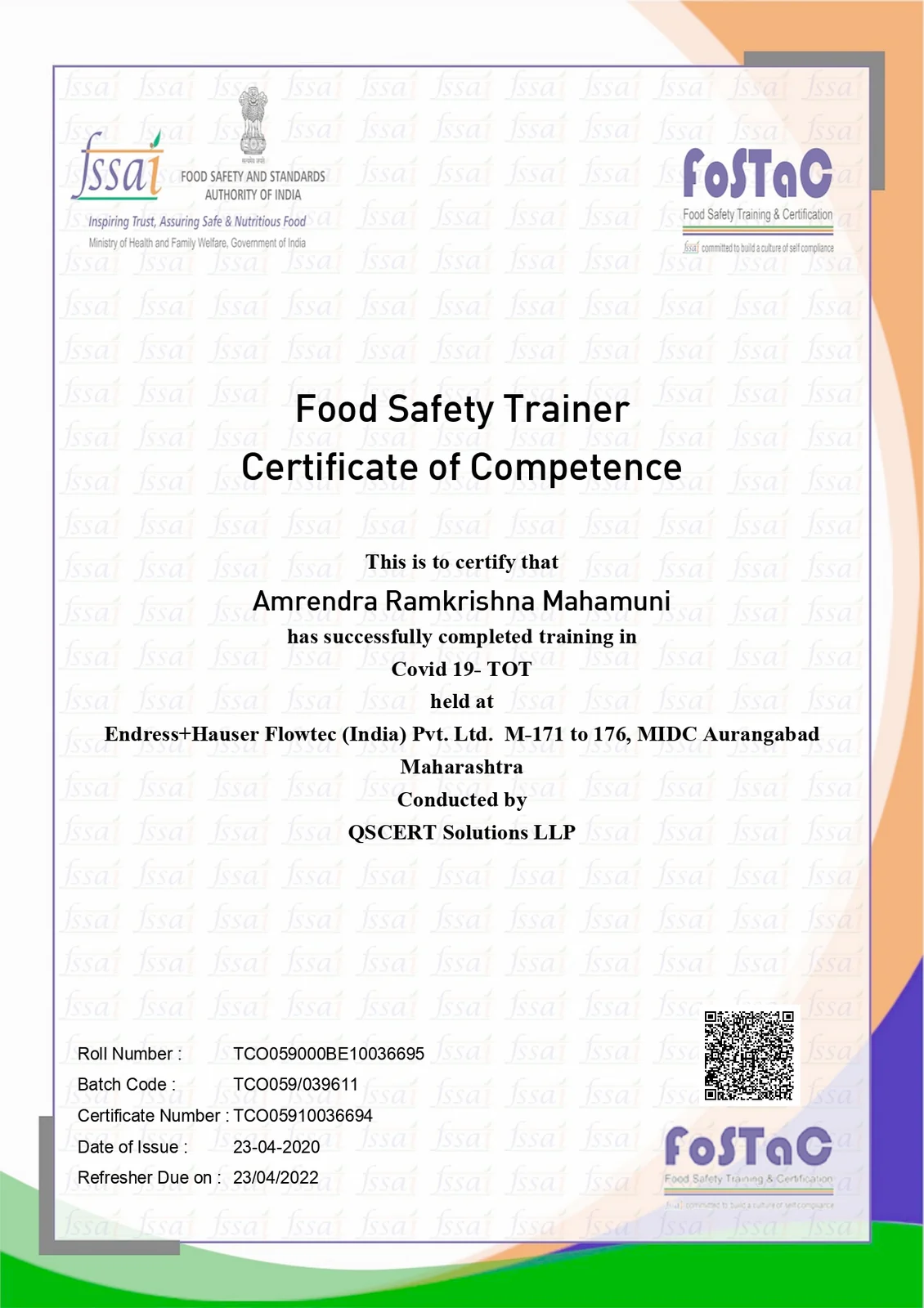 COVID-19 Training of Trainers Certificate