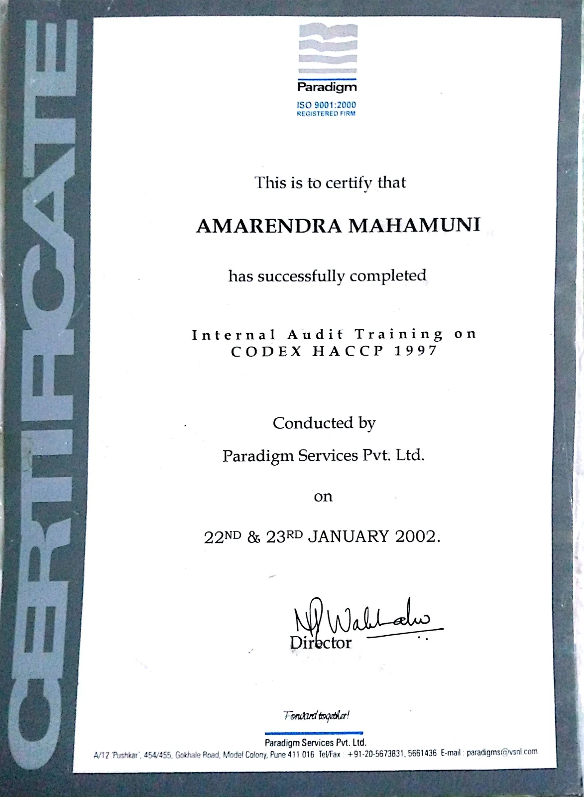 HACCP Training Certificate